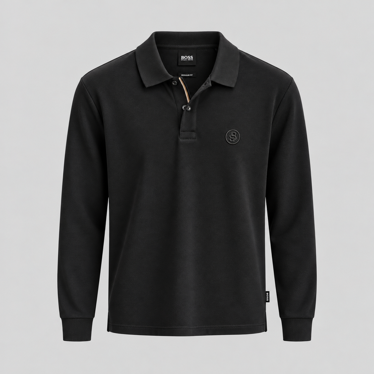 BOSS Long-Sleeve Polo Shirt With Double B Monogram