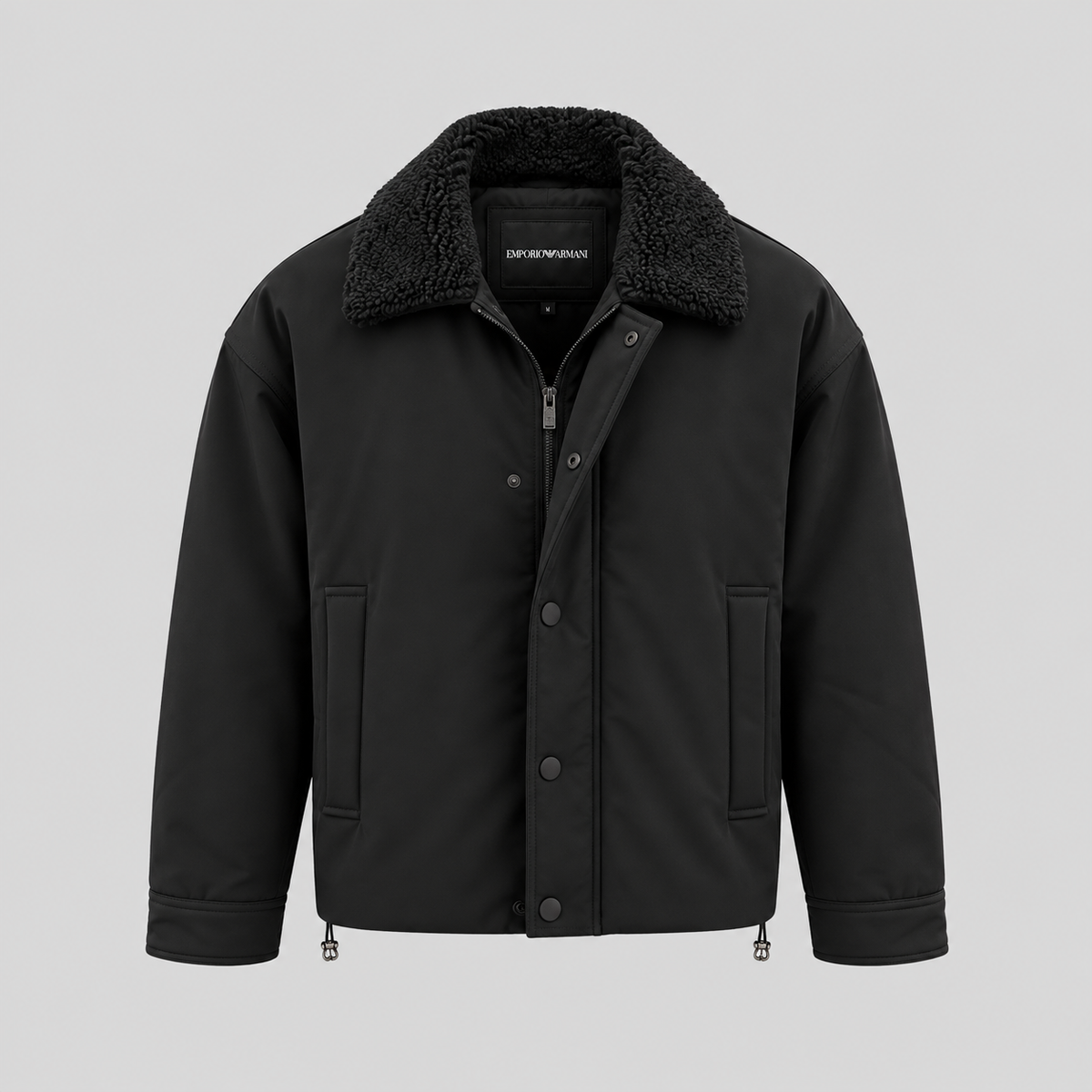 Emporio Armani Twill Jacket With Shearling-Effect Collar