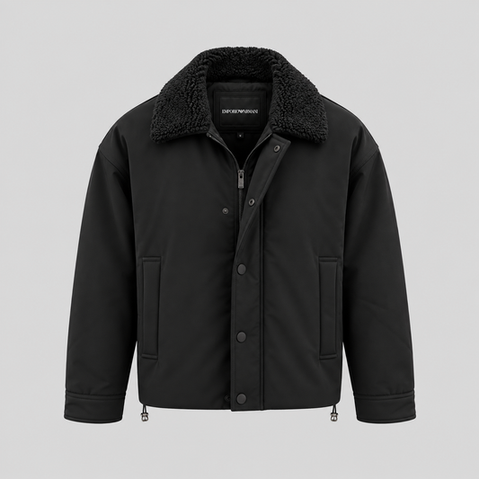 Emporio Armani Twill Jacket With Shearling-Effect Collar