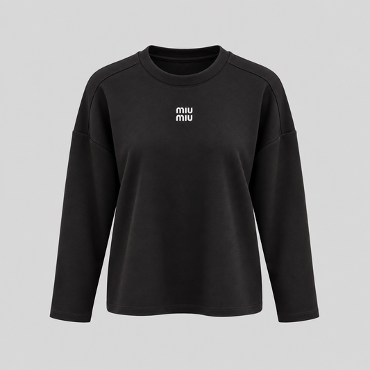 Miu Miu Long-Sleeve Cotton Jersey T-Shirt