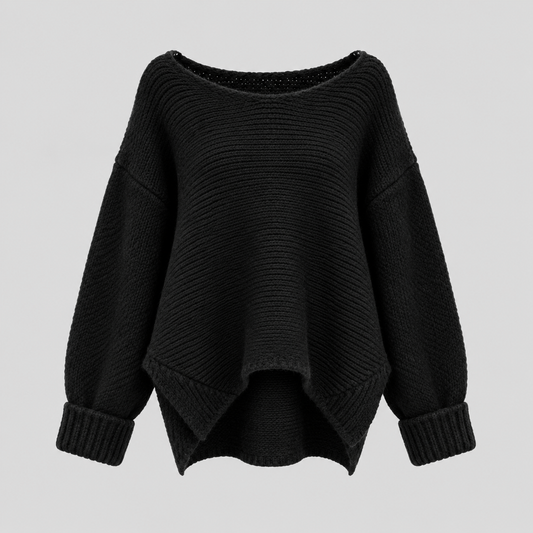 Wool Oversized Boat-Neck Knit Sweater