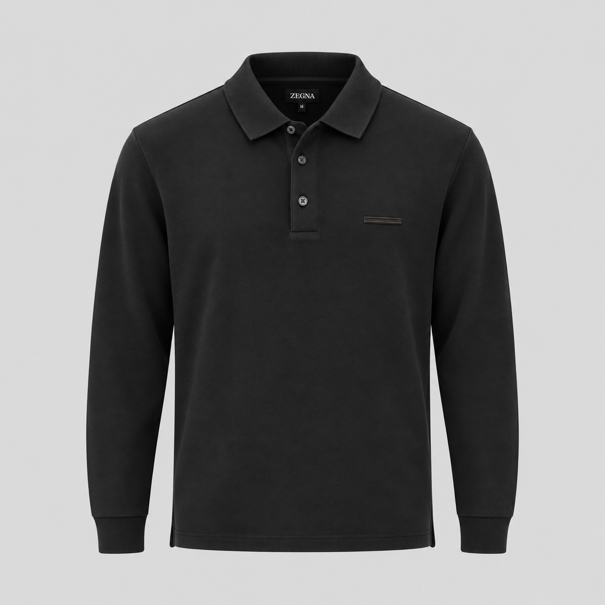 ZEGNA Long-Sleeve Cotton Polo Shirt