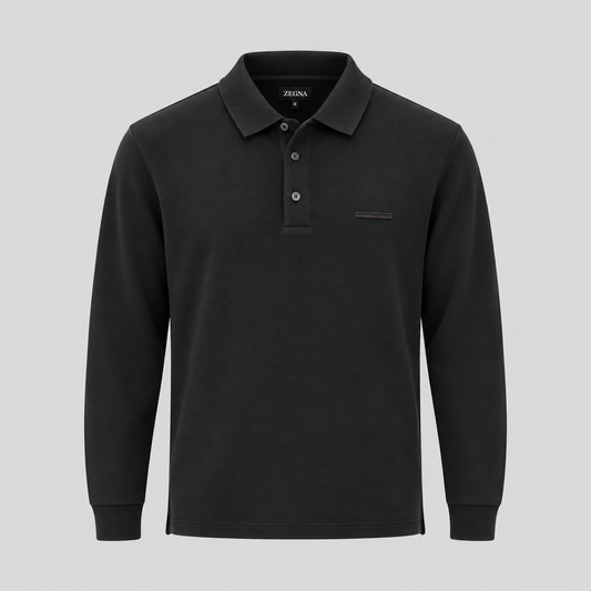 ZEGNA Long-Sleeve Cotton Polo Shirt