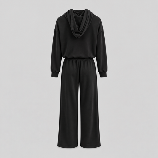 Cotton Zip Hoodie And Wide-Leg Pants Set