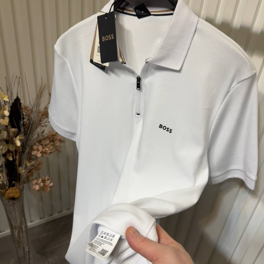 BOSS Zip-Neck Polo-Shirt in Cotton