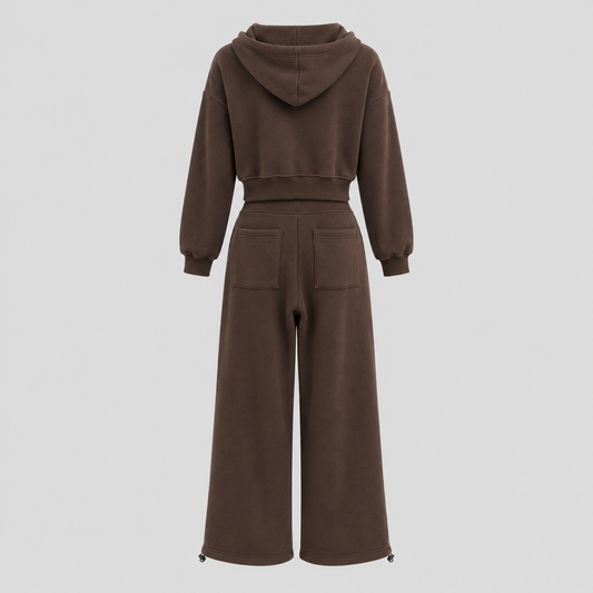 Cotton Fleece Zip Hoodie And Pants Set