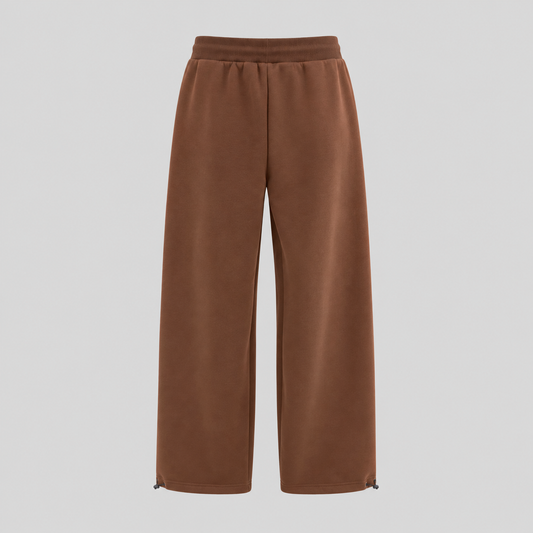 Brown Wide-Leg Drawstring Sweatpants