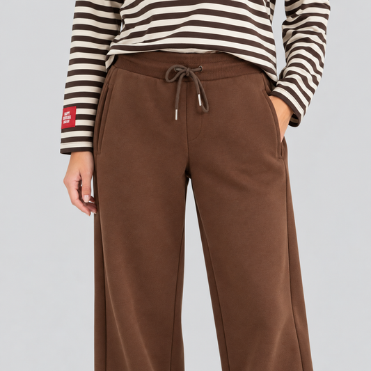 Brown Wide-Leg Drawstring Sweatpants