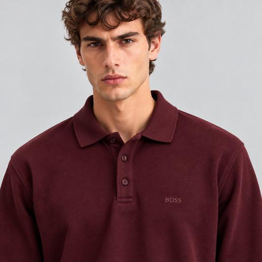 BOSS Long-Sleeve Polo Sweatshirt