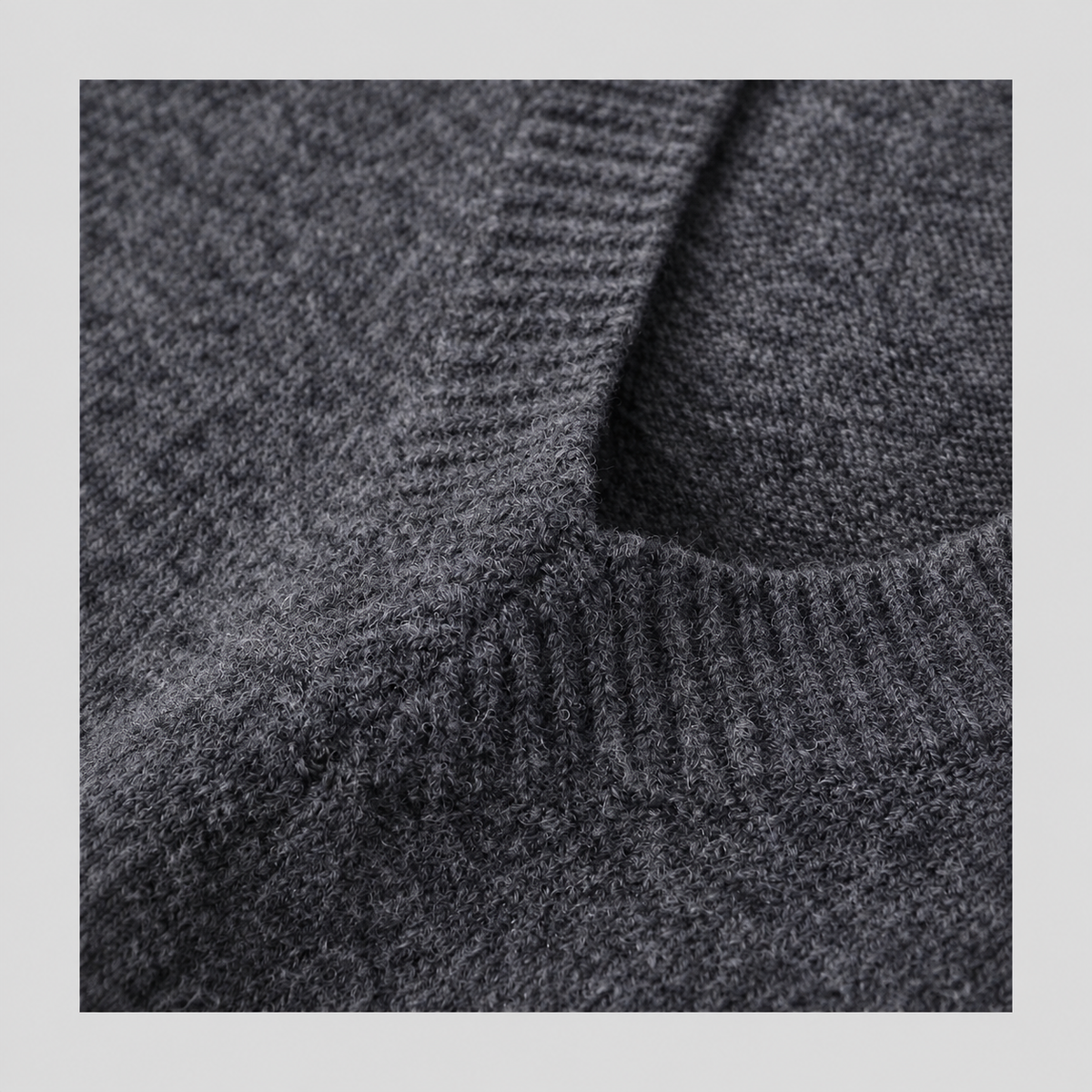 V Neck Gray Knitted Sweater