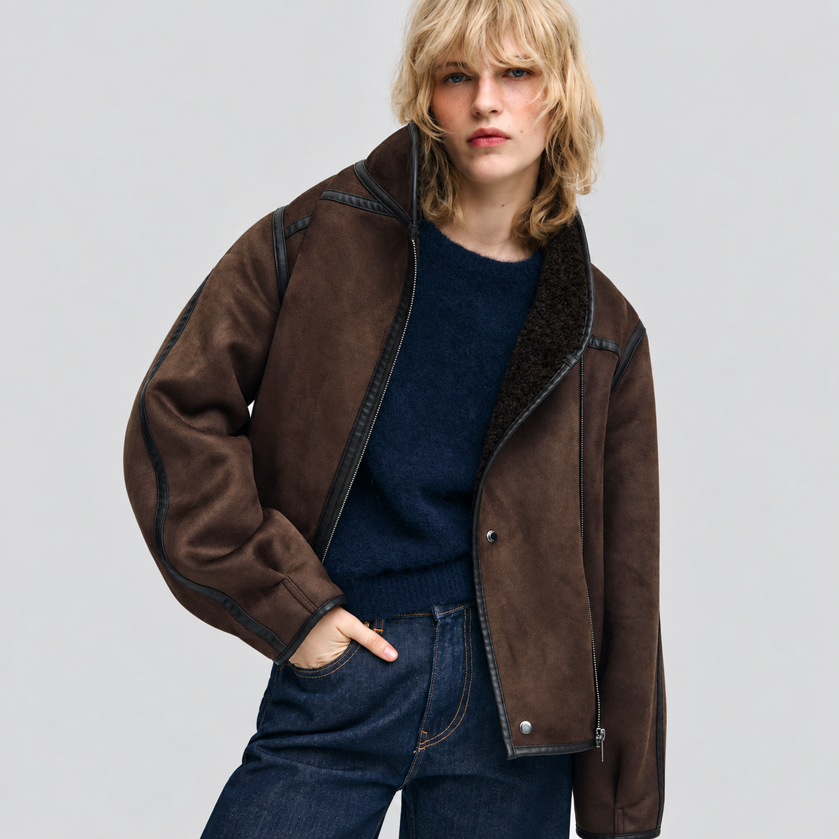 Double Sided Faux Suede Jacket