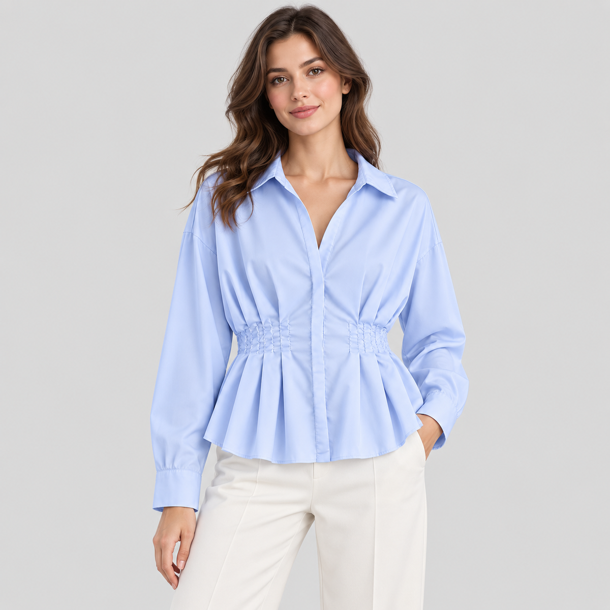 Pleated Poplin Shirt