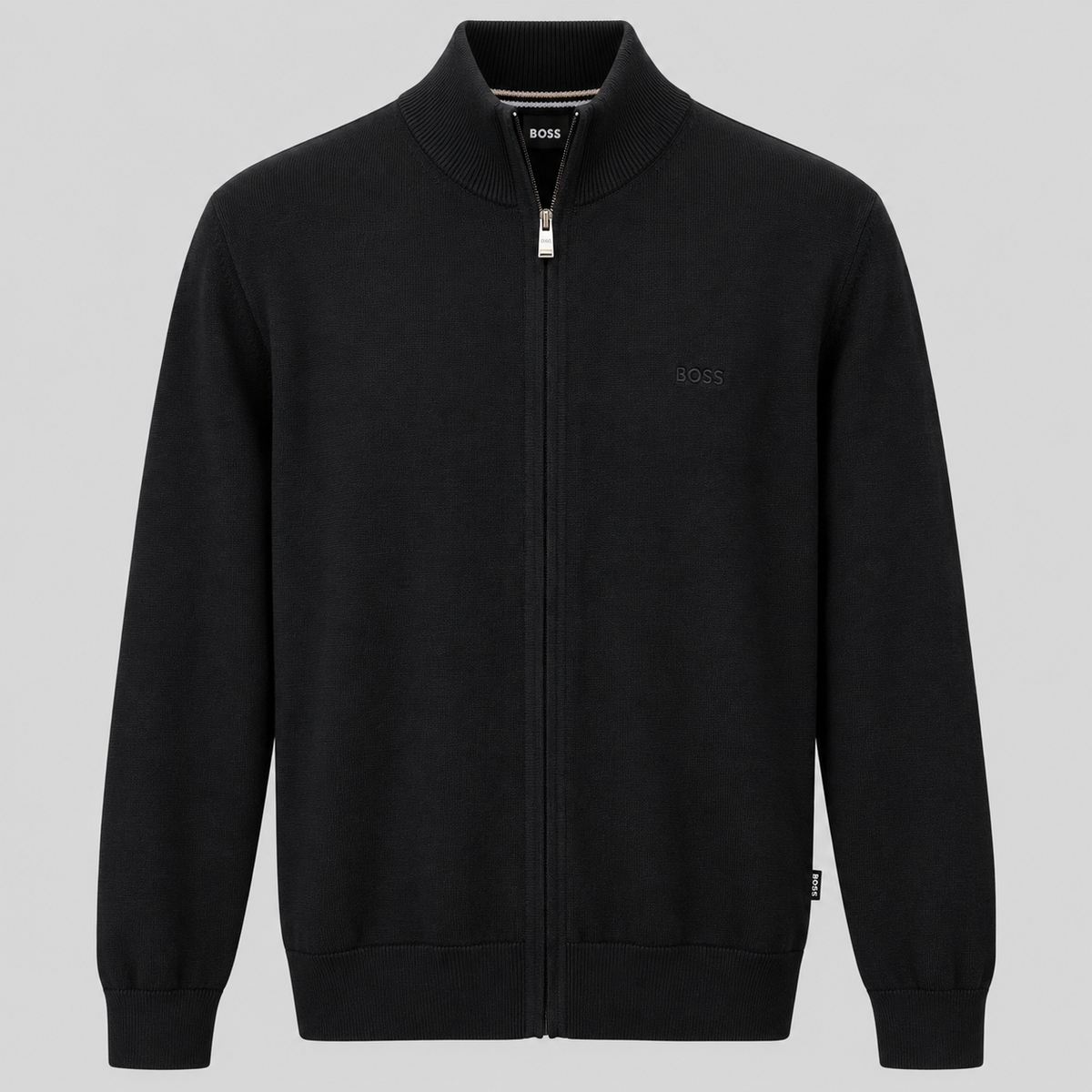 BOSS Knitted Zip-Up Cardigan in Cotton