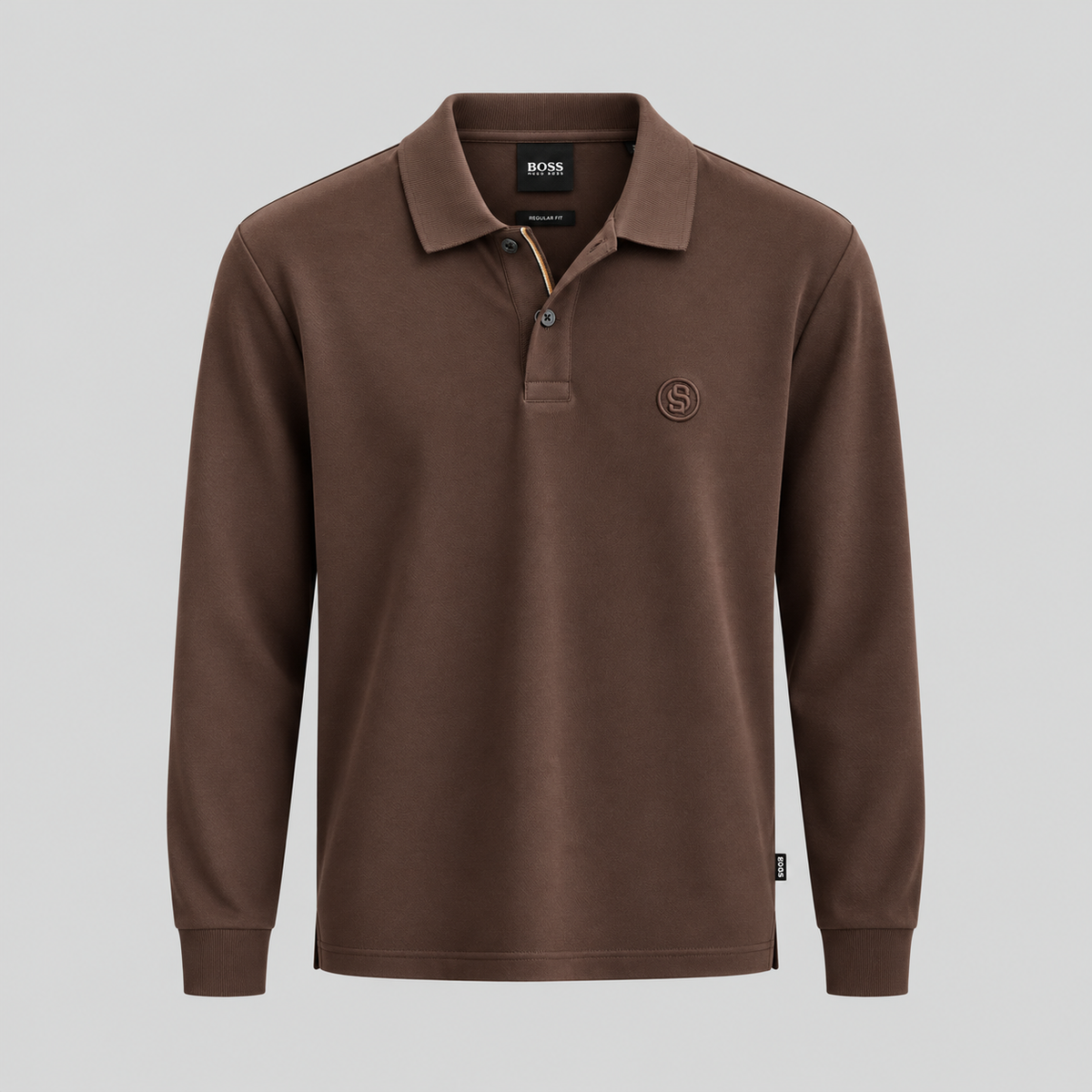 BOSS Long-Sleeve Polo Shirt With Double B Monogram