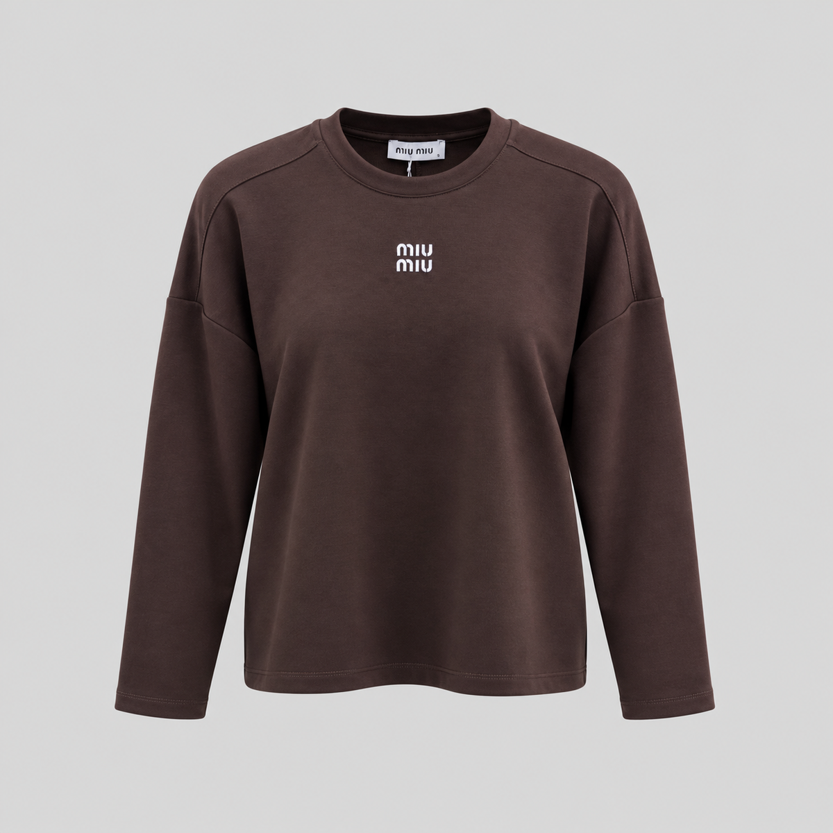 Miu Miu Long-Sleeve Cotton Jersey T-Shirt