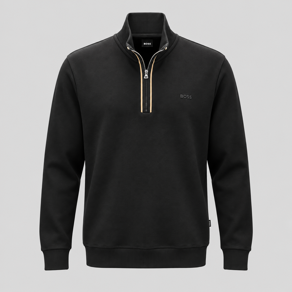 BOSS Zip-Neck Sweatshirt With Signature-Stripe Zip