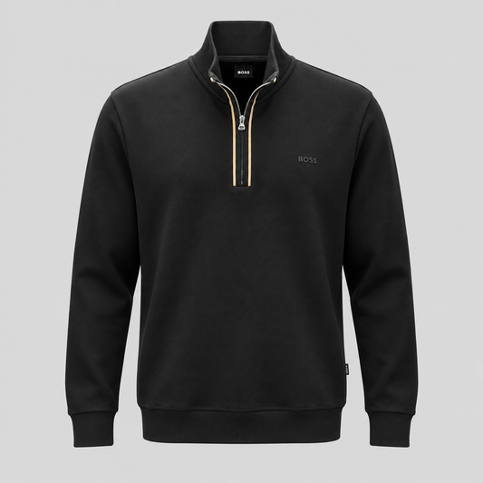 BOSS Zip-Neck Sweatshirt With Signature-Stripe Zip