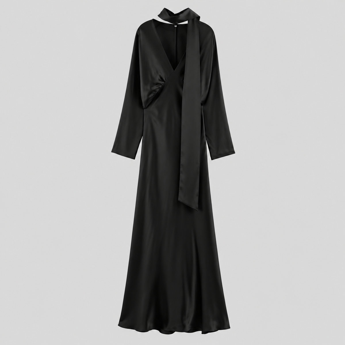 Satin Dress with Scarf