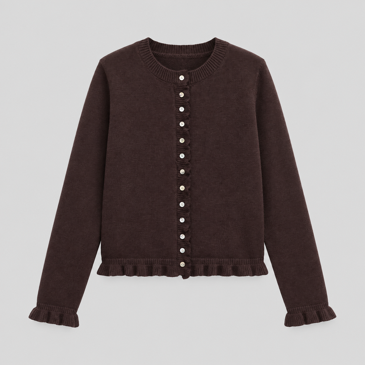 Ruffle Trim Button Down Cardigan