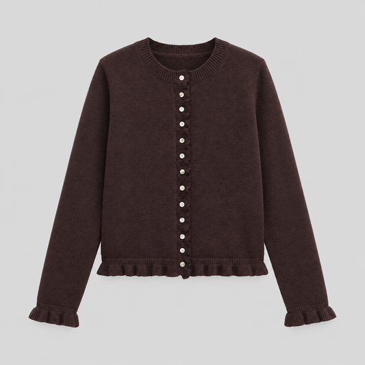 Ruffle Trim Button Down Cardigan