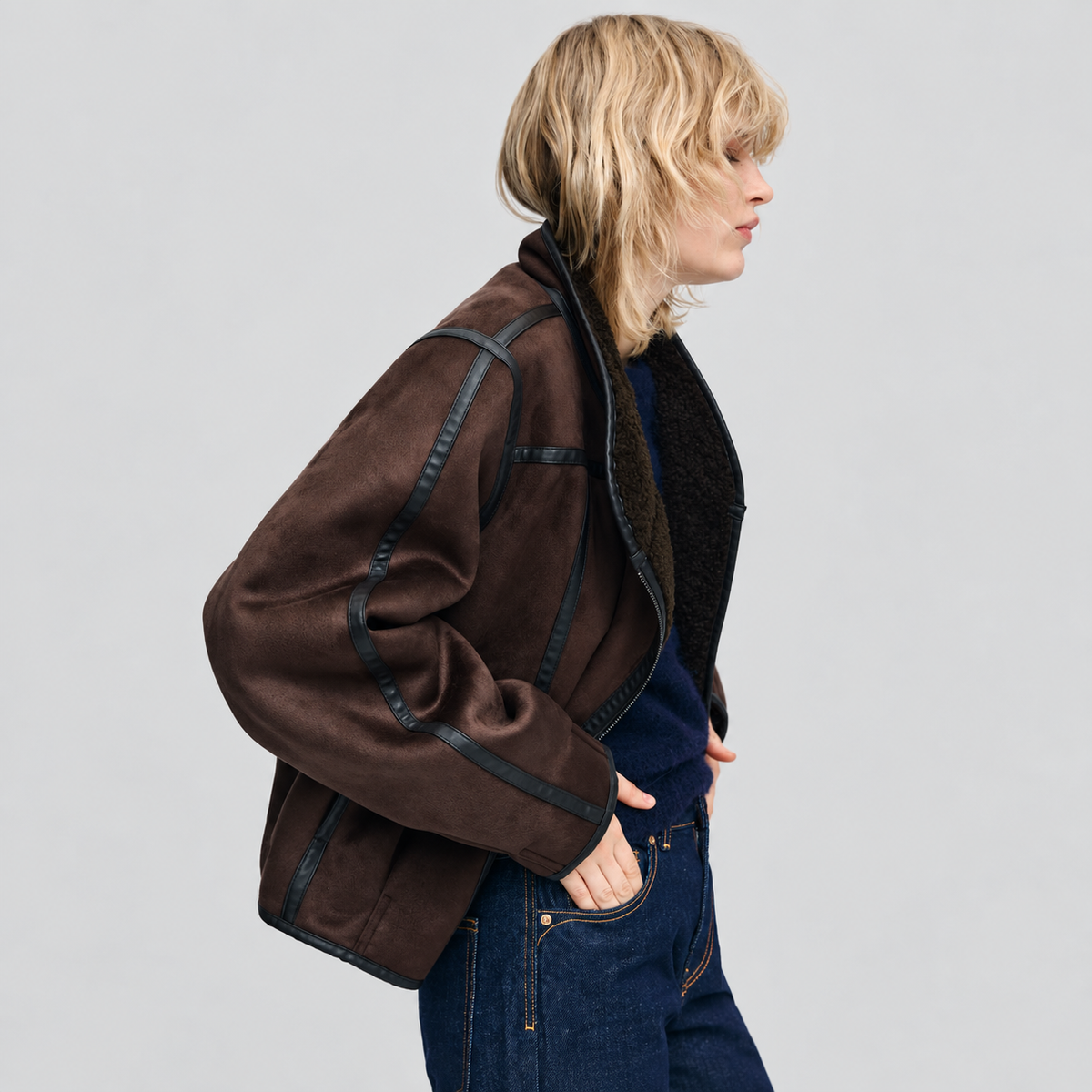 Double Sided Faux Suede Jacket
