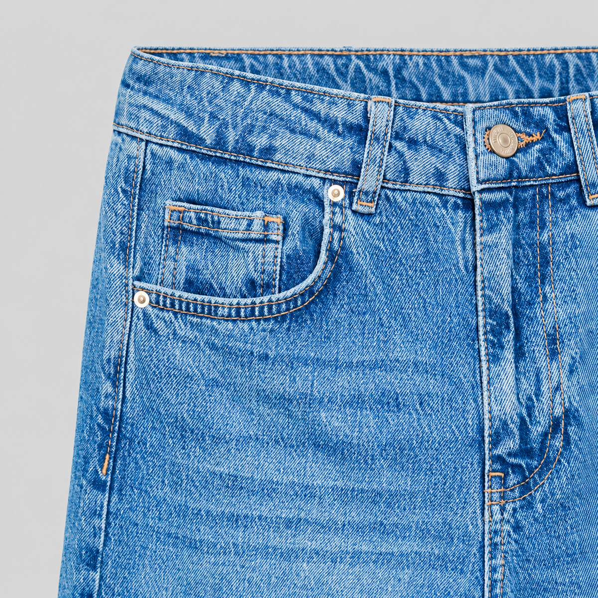 High-Waist Stretch Wide-Leg Jeans