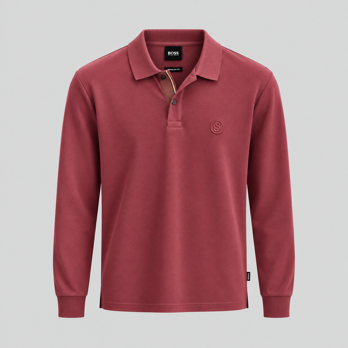 BOSS Long-Sleeve Polo Shirt With Double B Monogram
