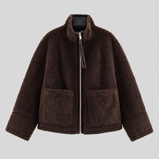 Double Sided Zip Teddy Jacket