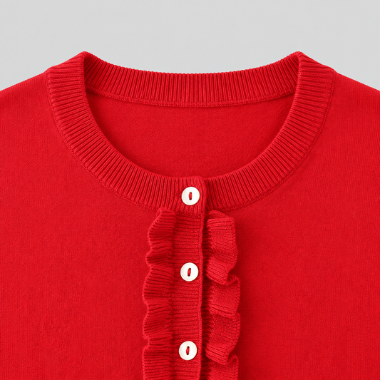 Red Button Down Knitted Cardigan