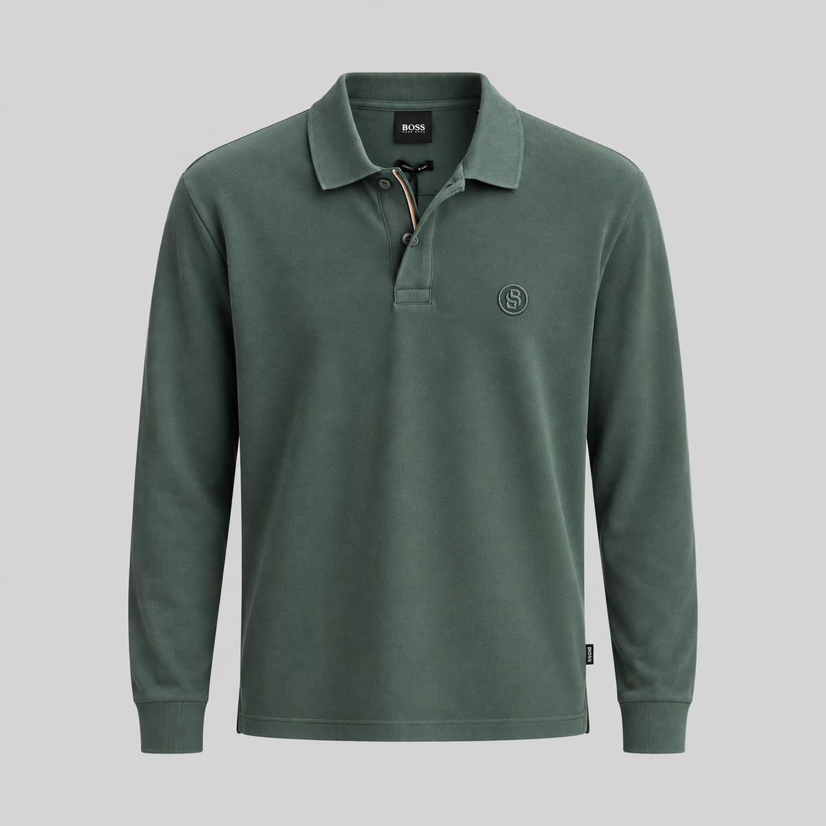 BOSS Long-Sleeve Polo Shirt With Double B Monogram