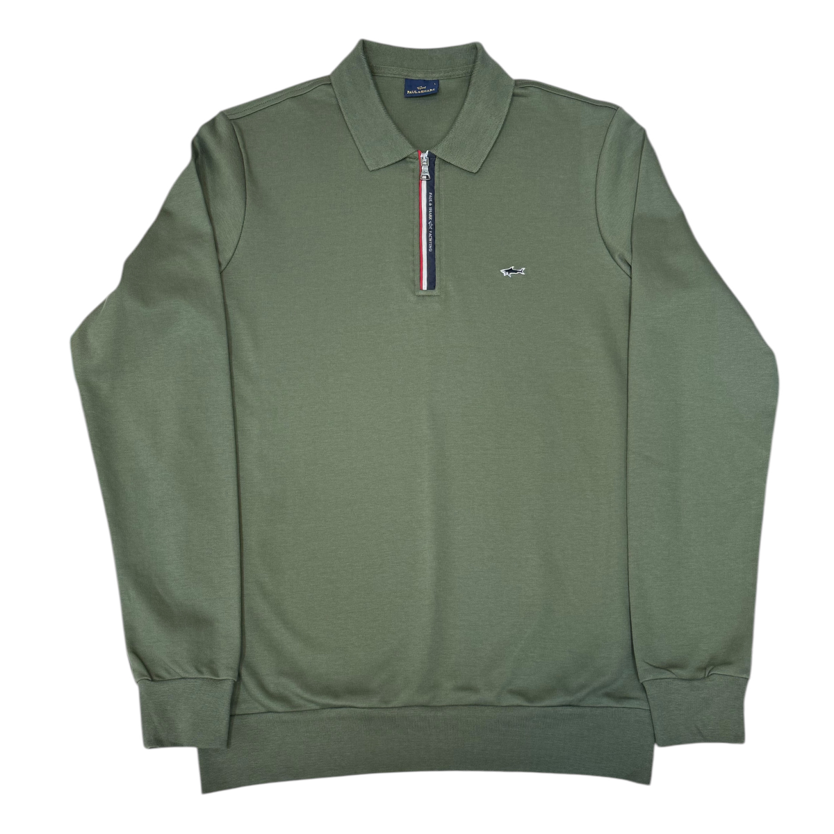 Paul&Shark Khaki Green Zip-Fastening Polo Shirt