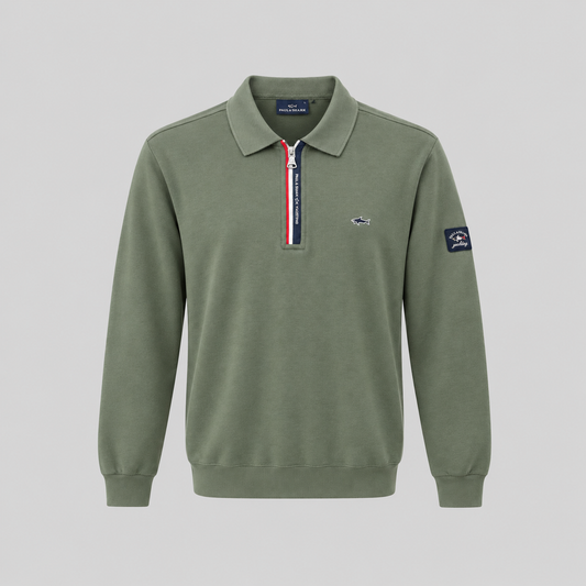 Paul&Shark Khaki Green Zip-Fastening Polo Shirt