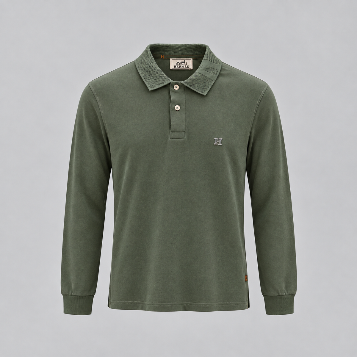 HERMES "H" Embroidered Buttoned Polo-Shirt