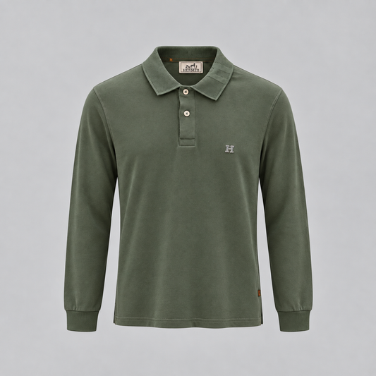 HERMES "H" Embroidered Buttoned Polo-Shirt