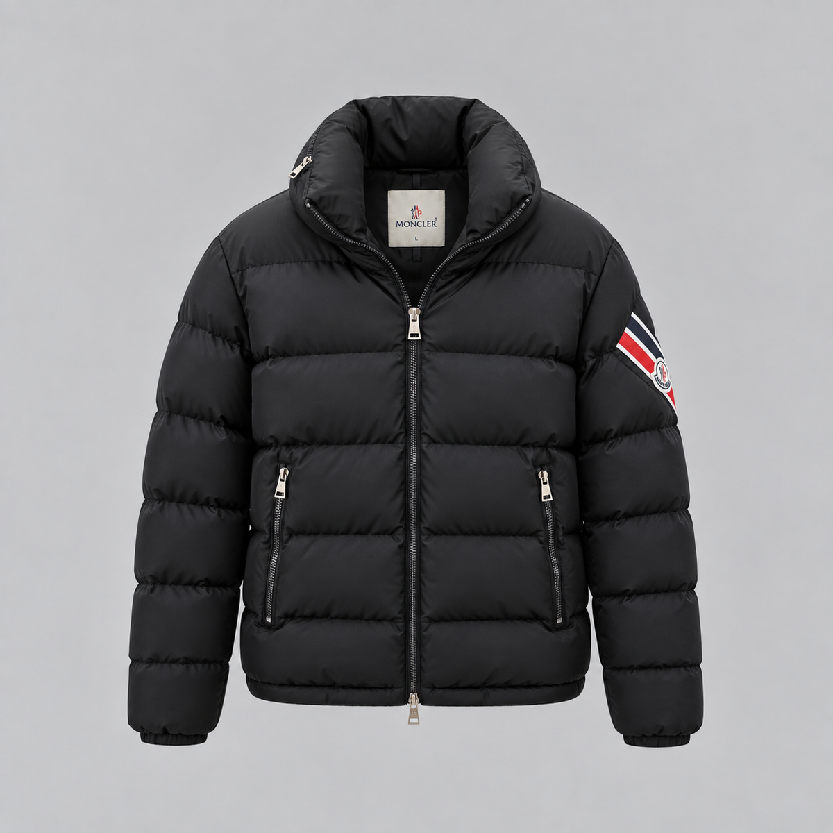 MONCLER Striped Logo Patch Down Jacket