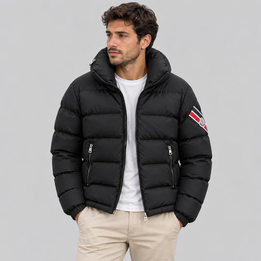 MONCLER Striped Logo Patch Down Jacket