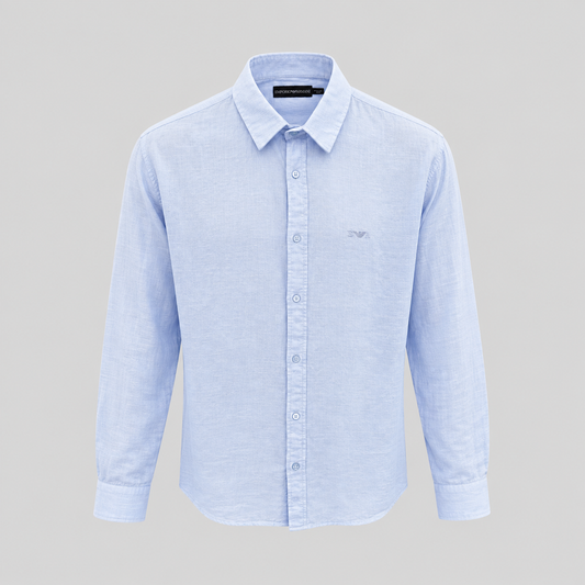 Armani Baby Blue Linen Shirt - BIG SIZE