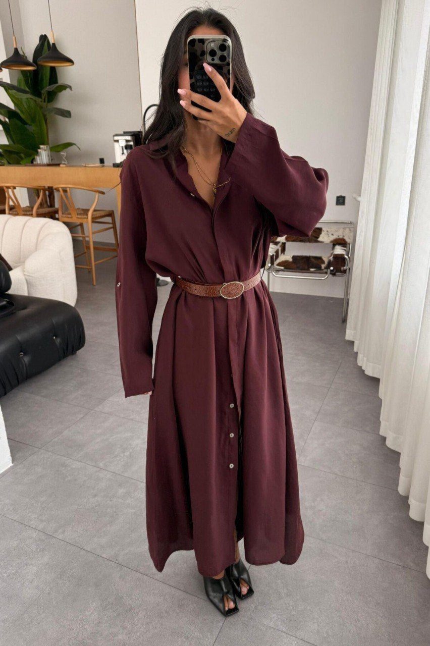 Belted Midi Shirt Dress