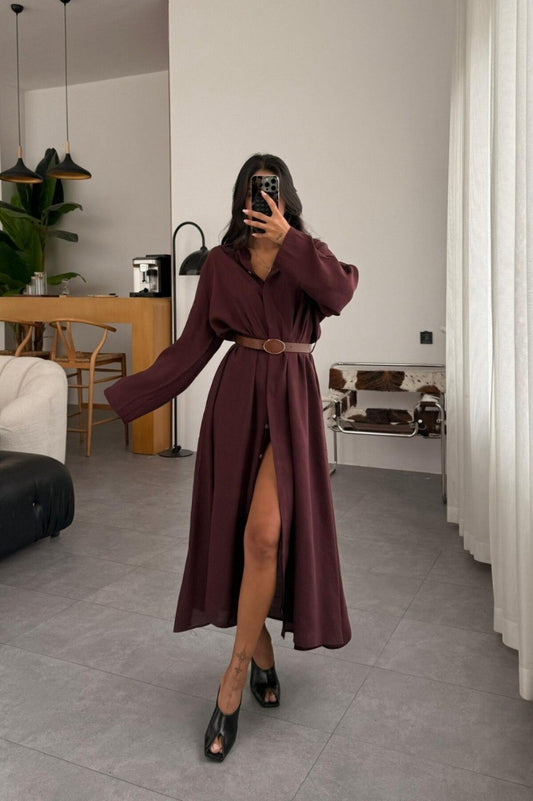 Belted Midi Shirt Dress
