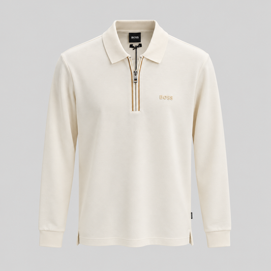 BOSS Half-Zip Long-Sleeve Polo Shirt