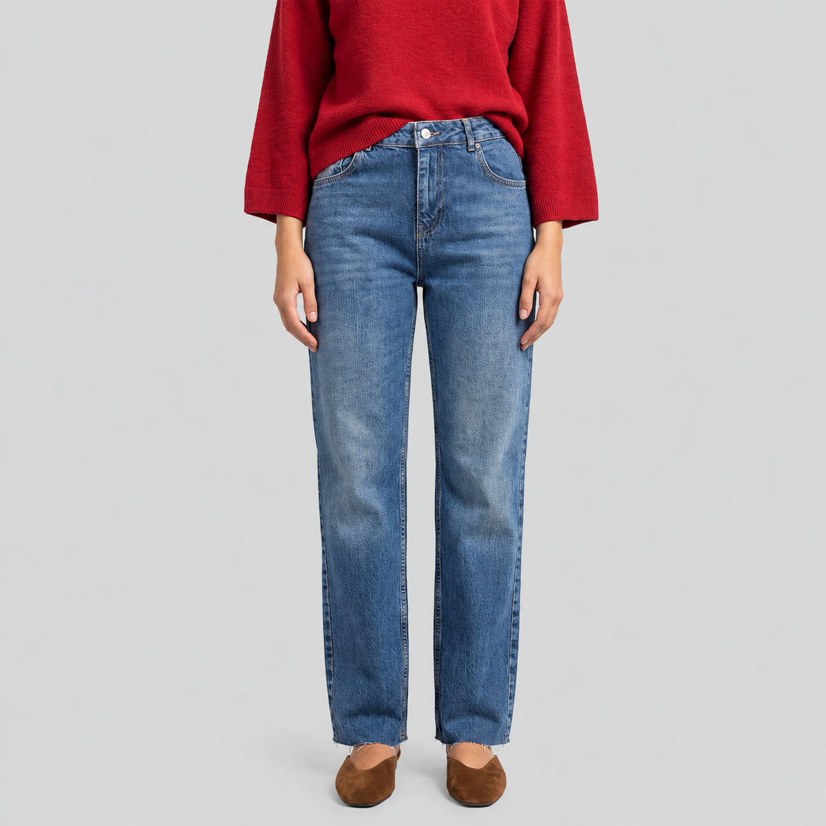 Straight-Leg Raw-Hem Jeans
