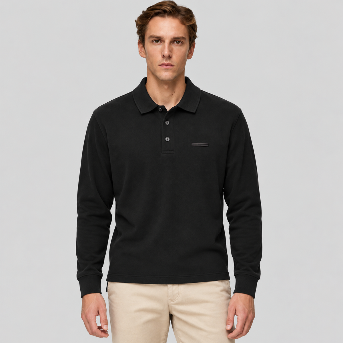 ZEGNA Long-Sleeve Cotton Polo Shirt