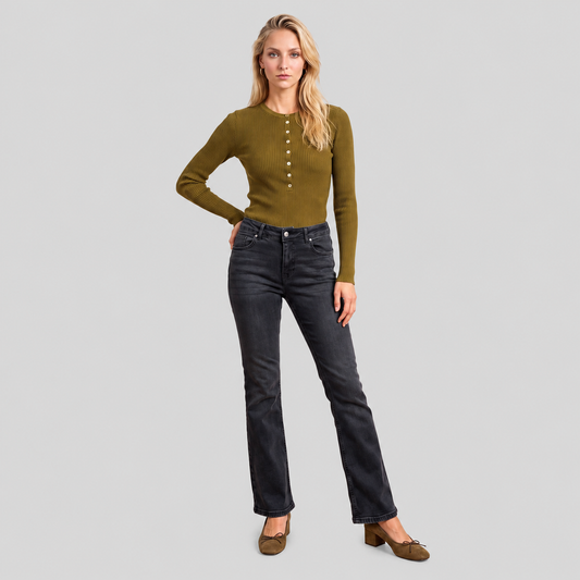 Low-Waist Stretch Flare Jeans