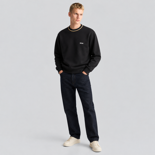 BOSS Striped-Collar Crew-Neck Sweatshirt