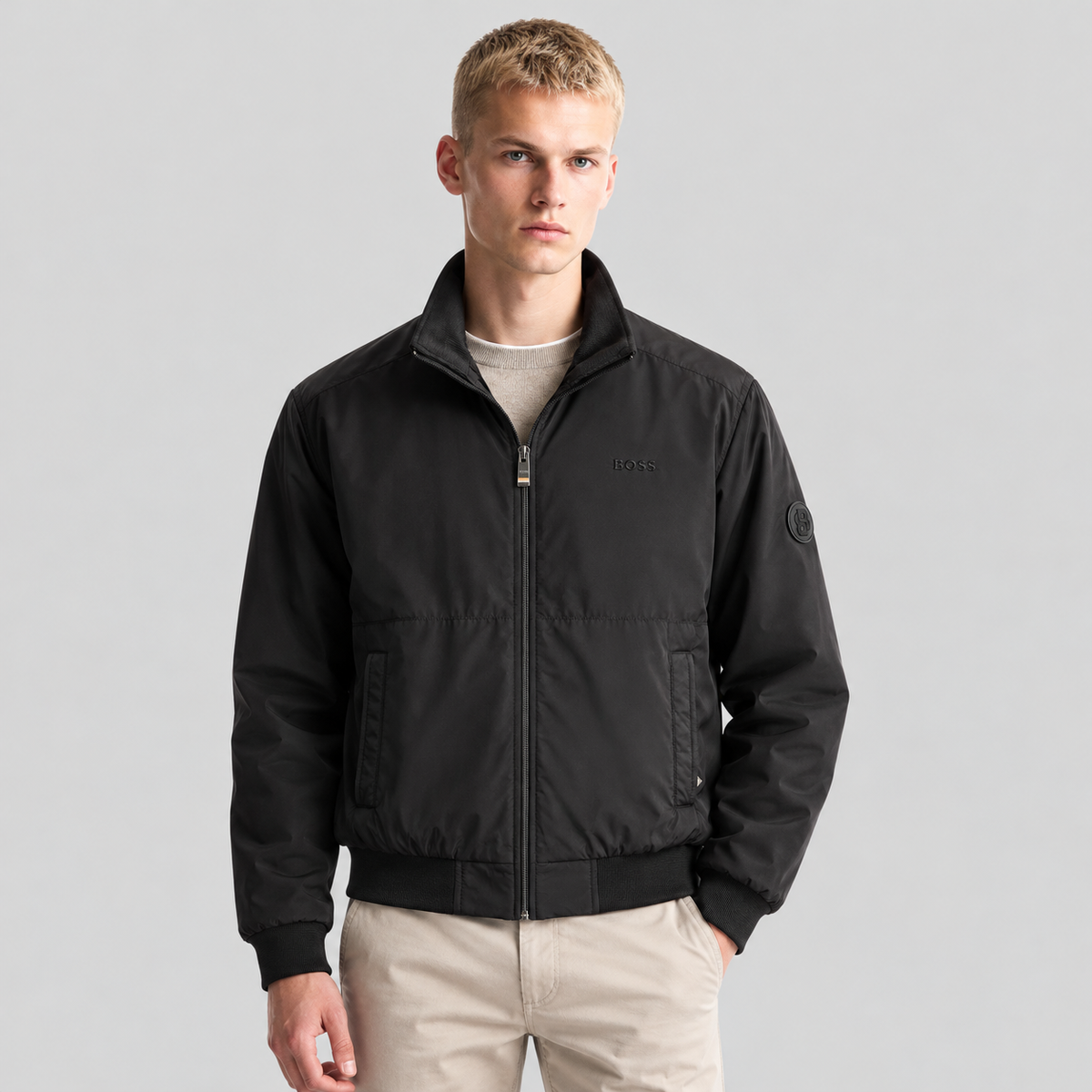 BOSS Zip Jacket With Double B Sleeve Badge