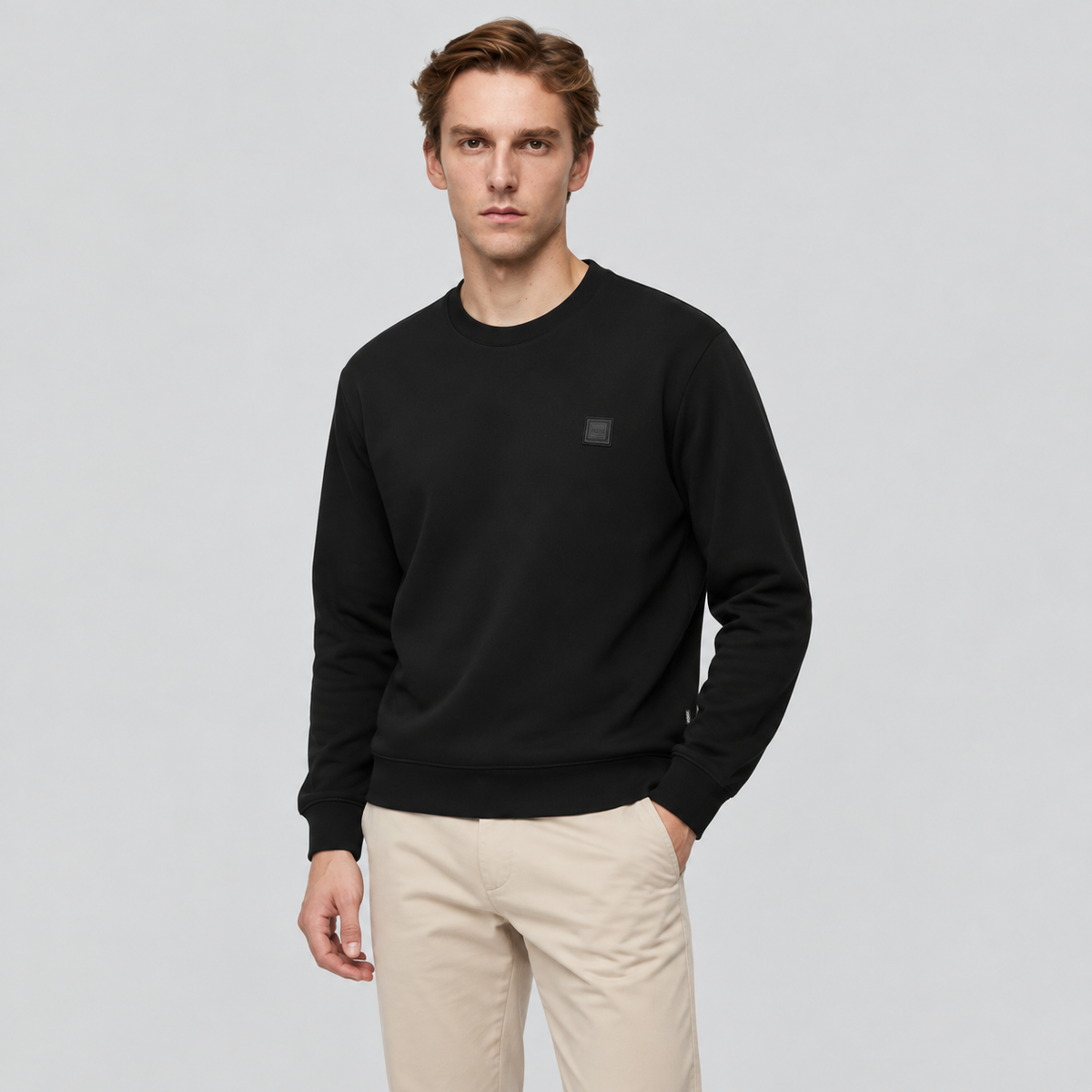 BOSS Crew-Neck Sweatshirt With Logo Badge
