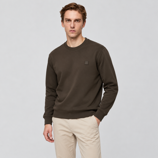 BOSS Crew-Neck Sweatshirt With Logo Badge