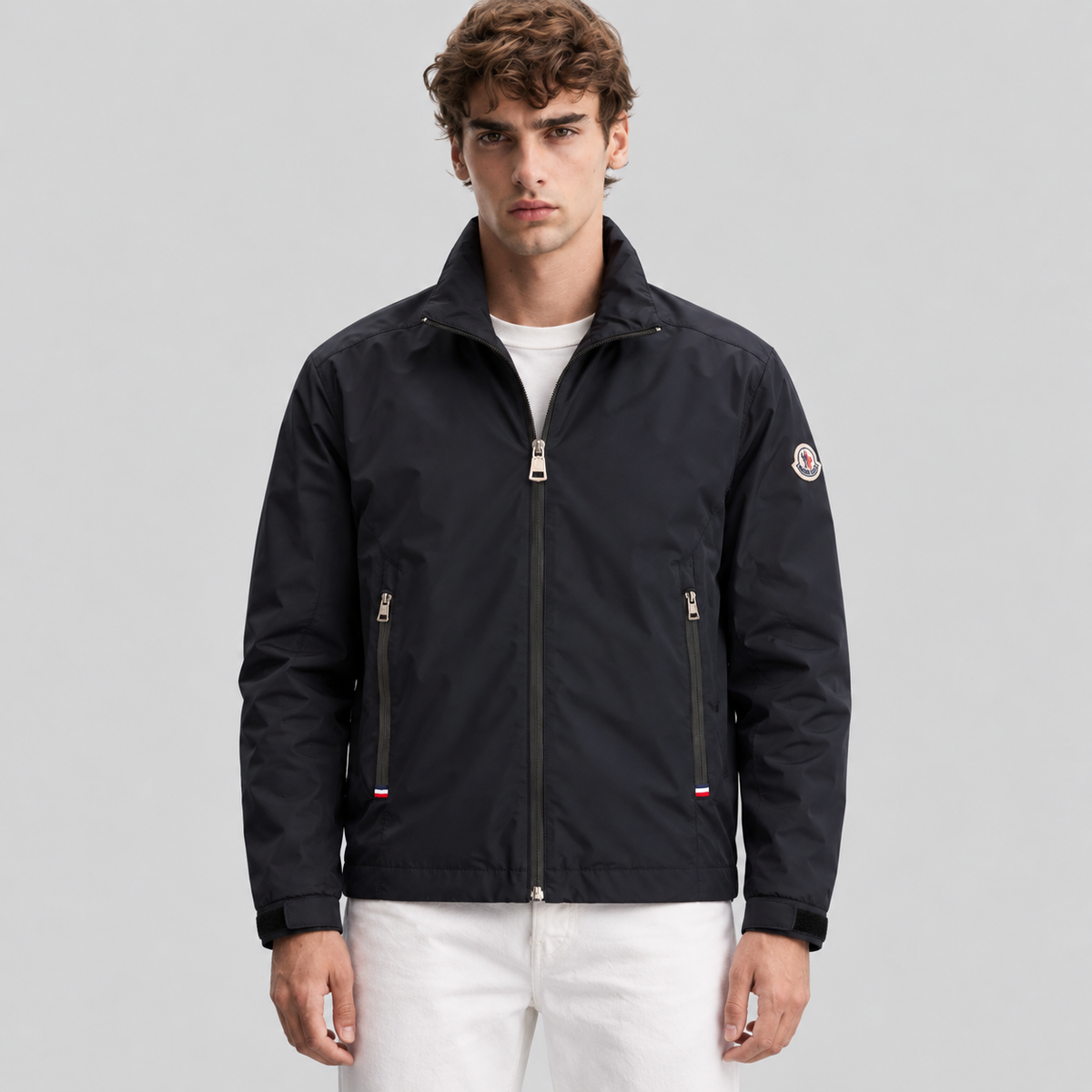 Moncler Lightweight Zip Jacket With Sleeve Patch