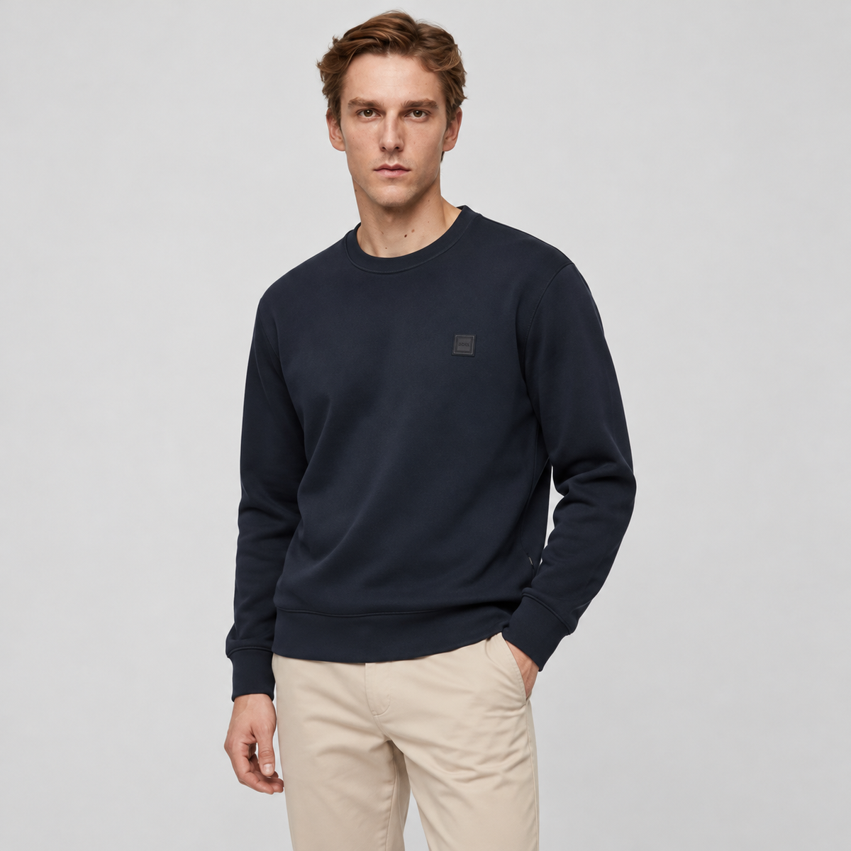BOSS Crew-Neck Sweatshirt With Logo Badge