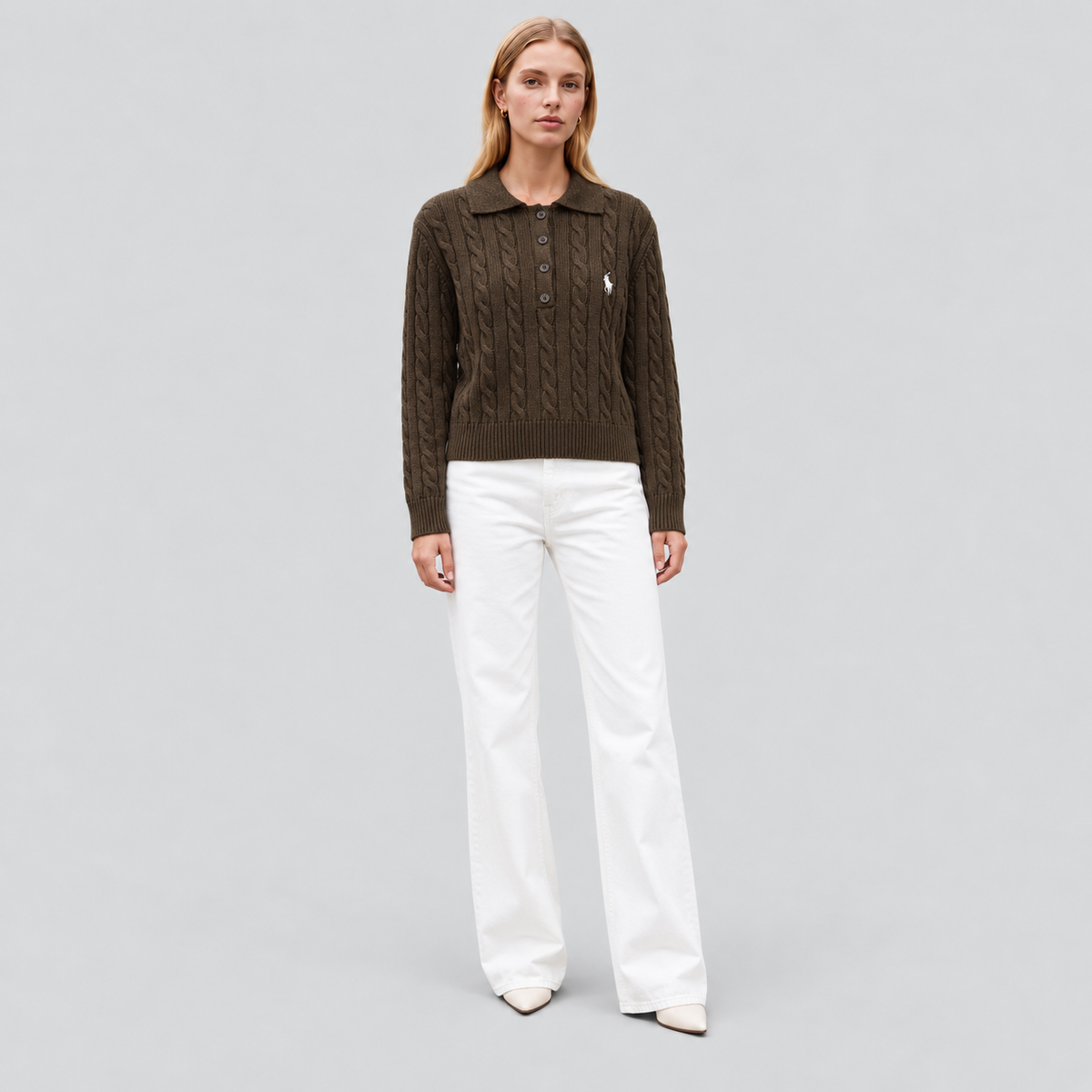 Polo Ralph Lauren Cable-Knit Polo Sweater